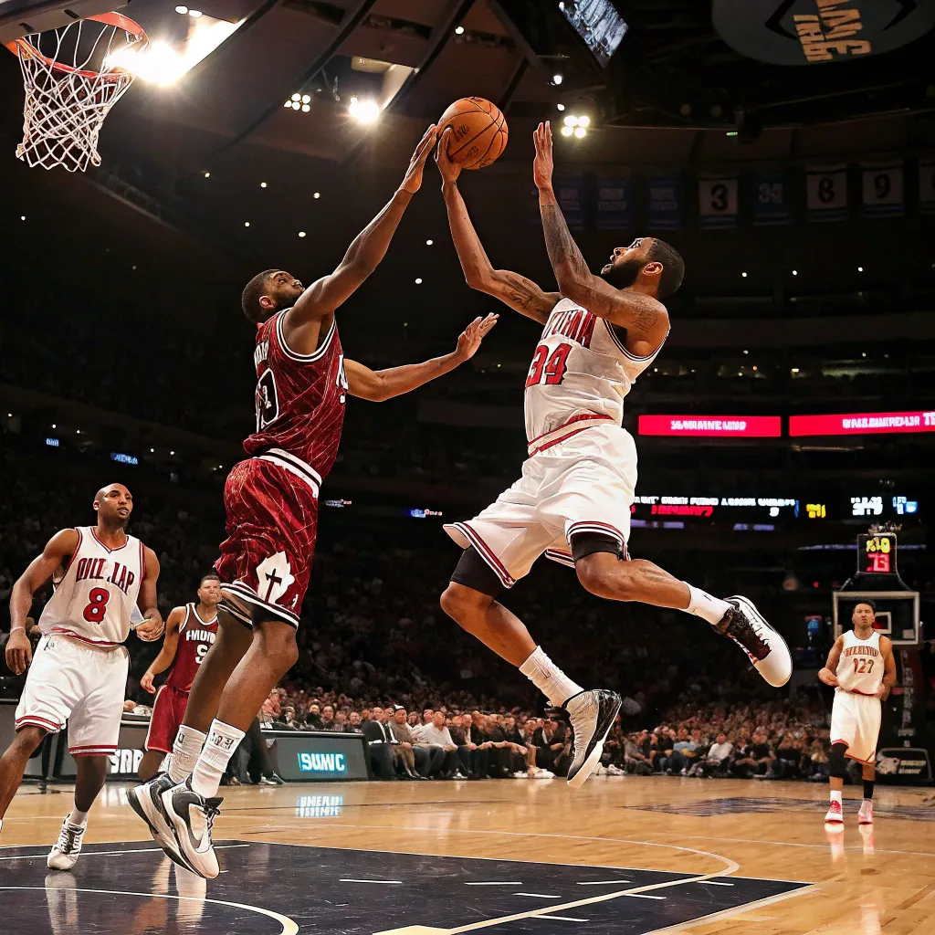 Basketball players in action